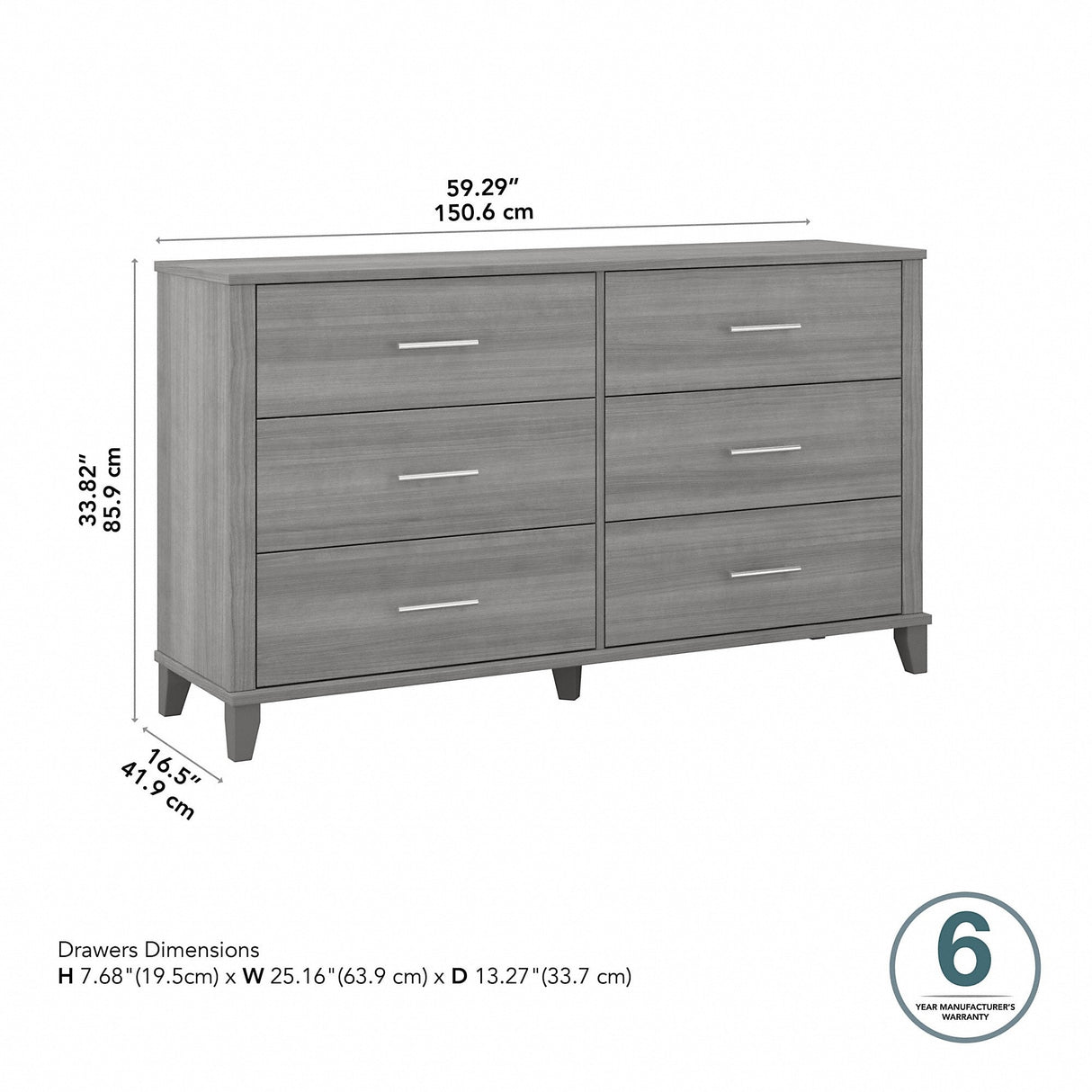 Transitional Grain-textured Grey Dresser