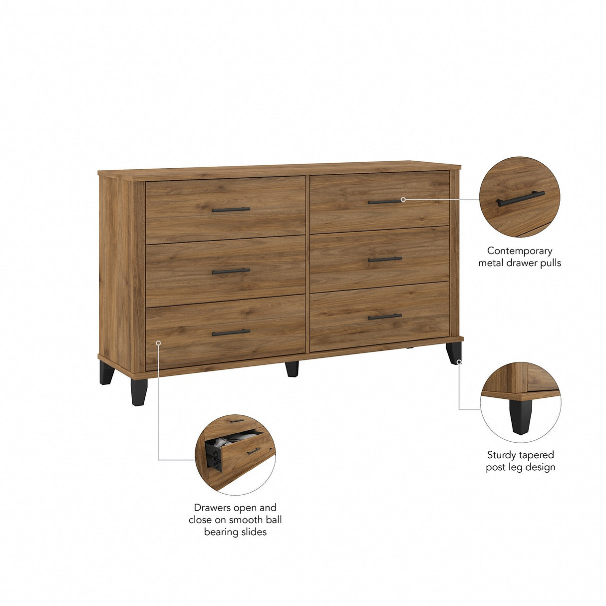 Transitional Grain-textured Grey Dresser