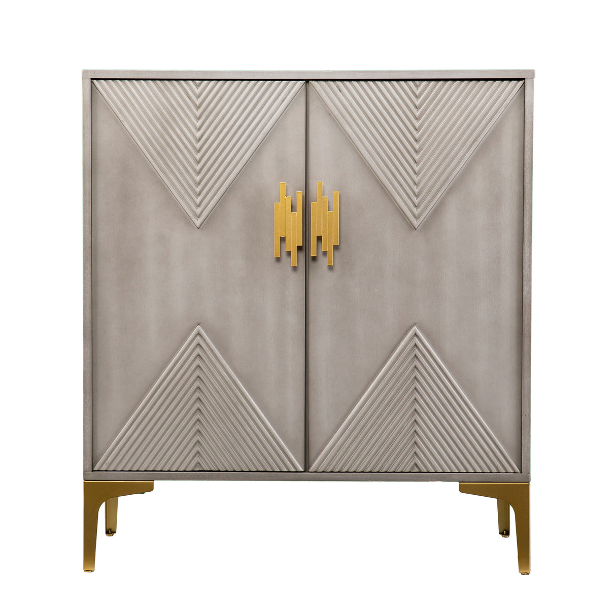 SEI Furniture Laurelvale Grey Wood Cabinet w/ Goldtone Legs/Pulls