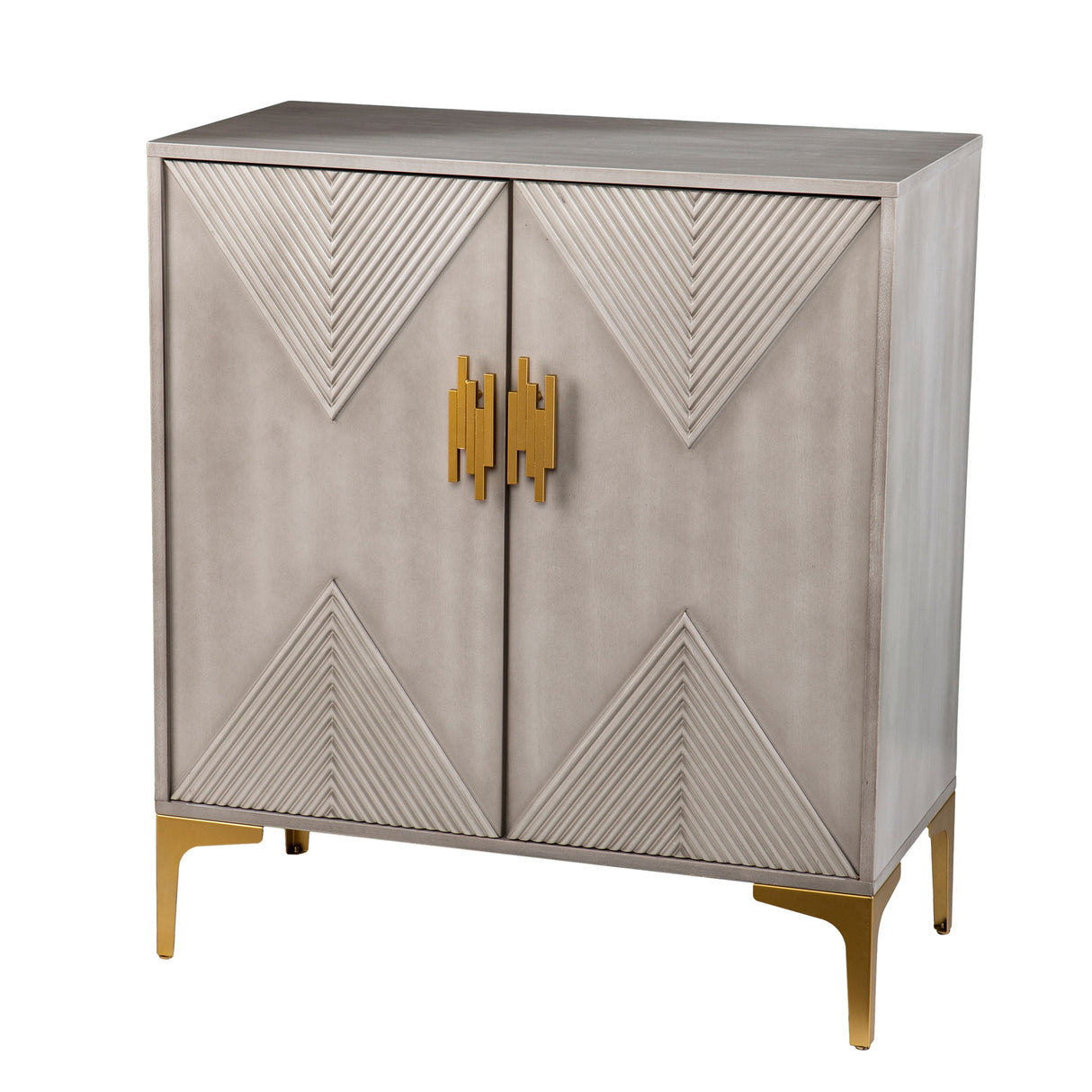 SEI Furniture Laurelvale Grey Wood Cabinet w/ Goldtone Legs/Pulls
