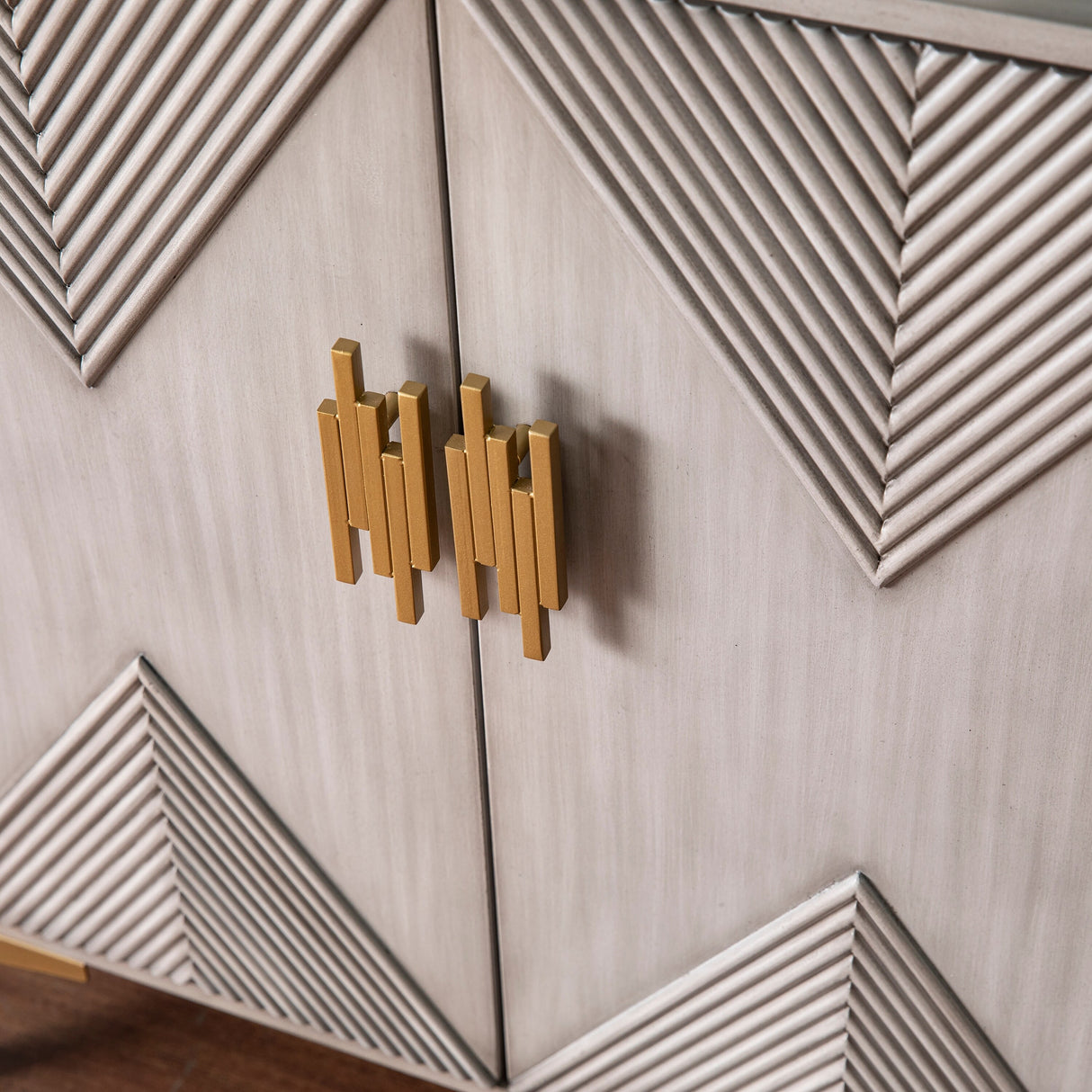 SEI Furniture Laurelvale Grey Wood Cabinet w/ Goldtone Legs/Pulls
