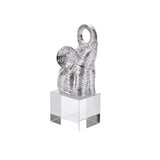 Striking Resin Elephant On Base Sculpture, Silver
