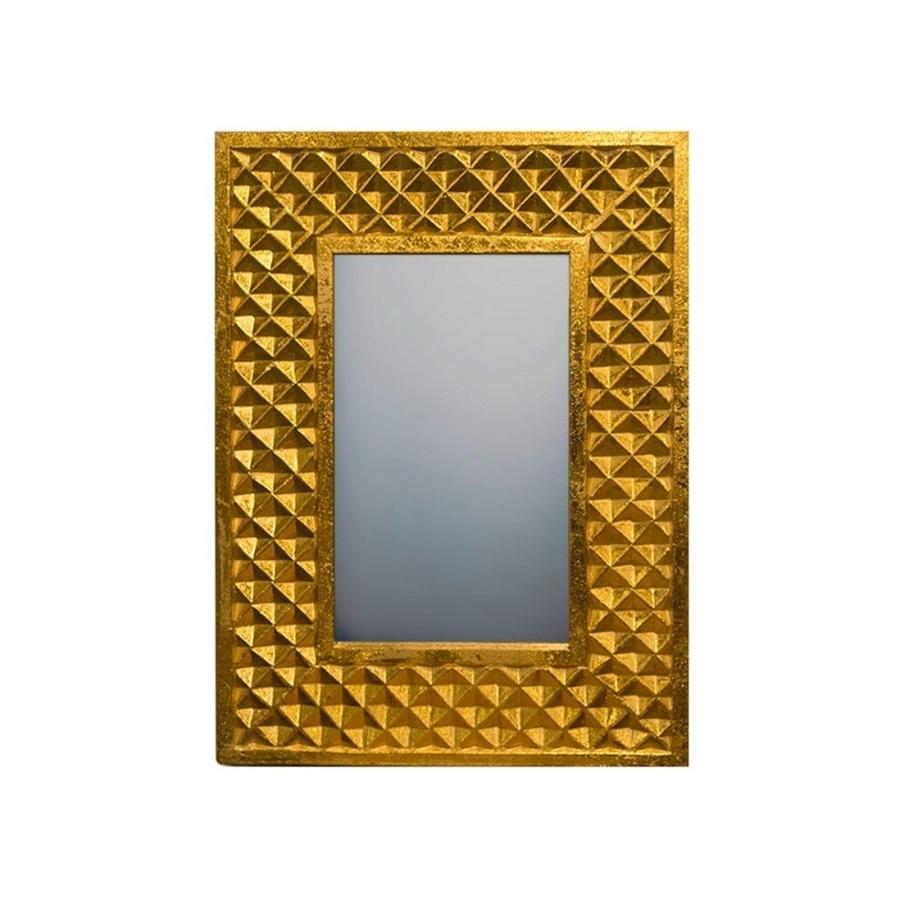 StrikingWooden Carved Rectangular Mirror, Gold
