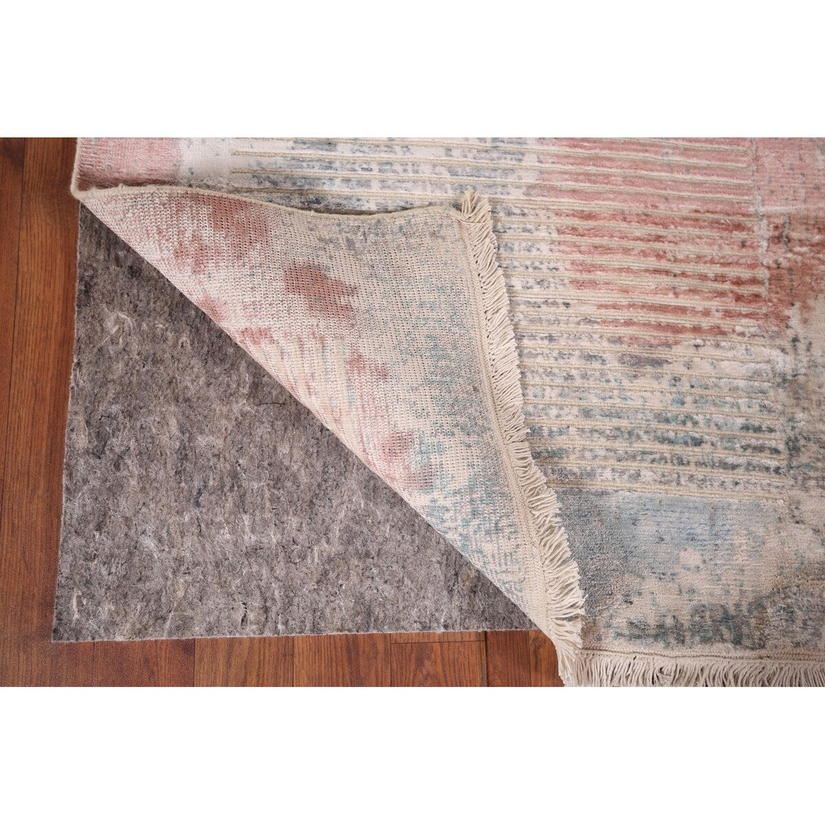 Striped Abstract Indian Runner Rug Hand-Knotted Wool Carpet - 2'7"x 9'7"