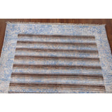 Striped Abstract Modern Accent Rug Hand-Knotted Wool Carpet - 4'1"x 5'10"
