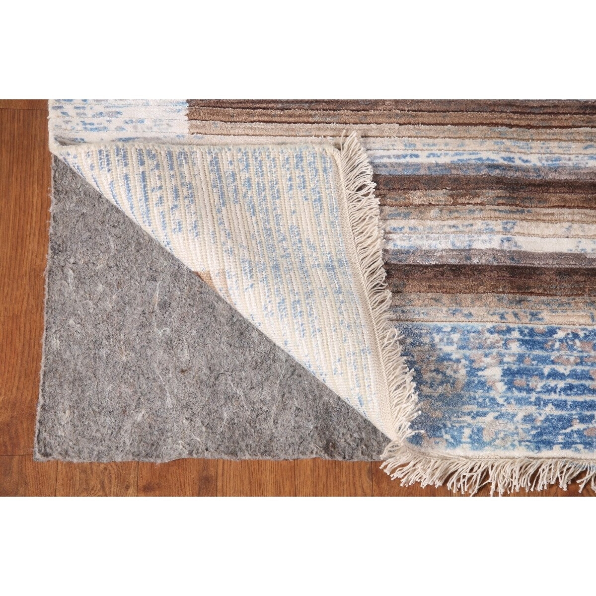 Striped Abstract Modern Accent Rug Hand-Knotted Wool Carpet - 4'1"x 5'10"