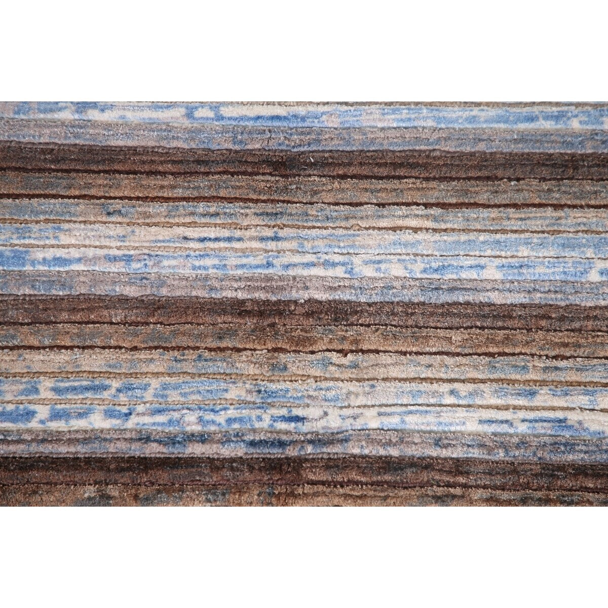 Striped Abstract Modern Accent Rug Hand-Knotted Wool Carpet - 4'1"x 5'10"