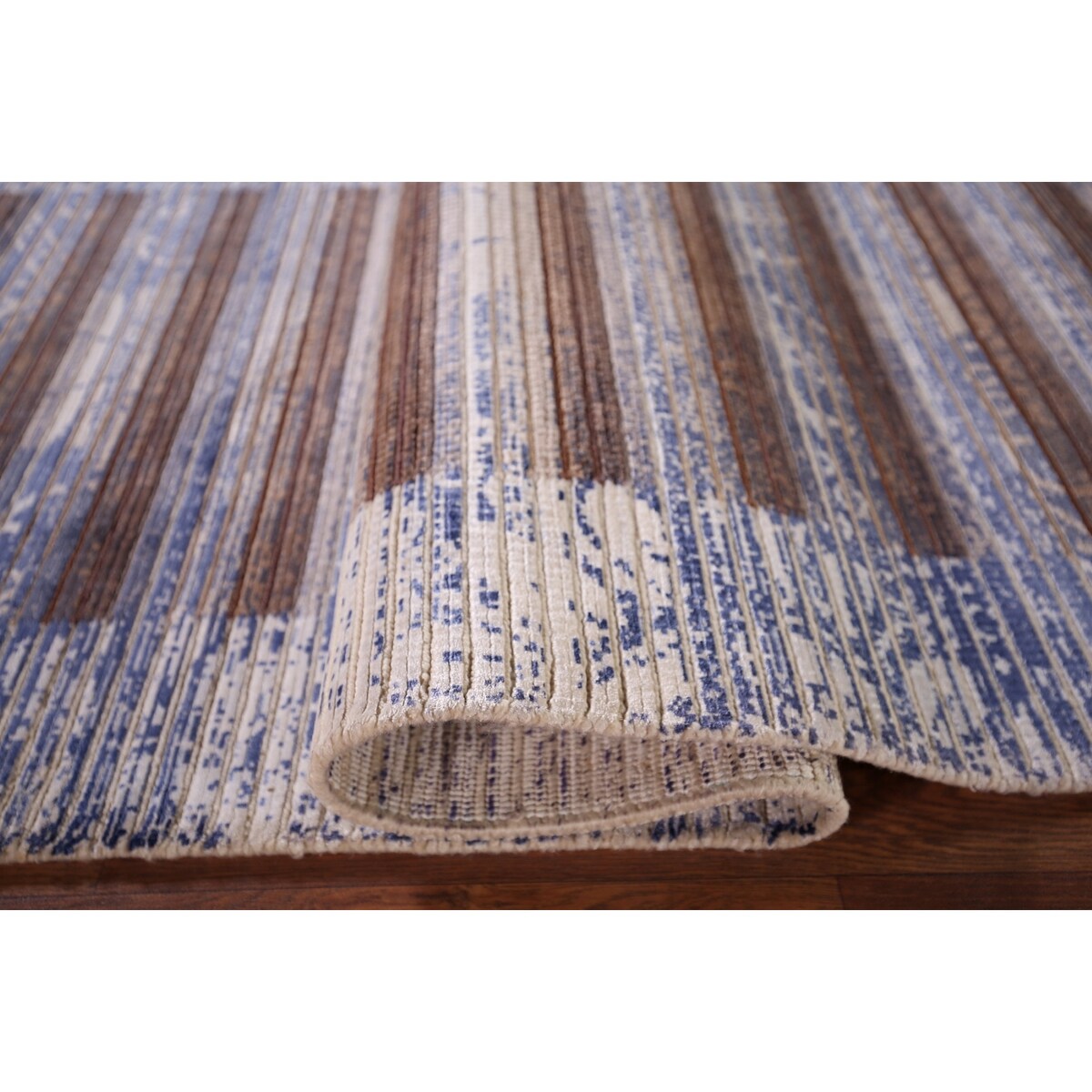 Striped Abstract Oriental Runner Rug Handmade Wool Carpet - 2'7"x 9'10"