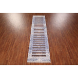 Striped Abstract Oriental Runner Rug Handmade Wool Carpet - 2'7"x 9'10"