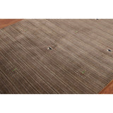 Striped Brown Gabbeh Oriental Area Rug Handmade Wool Carpet - 5'0"x 7'11"