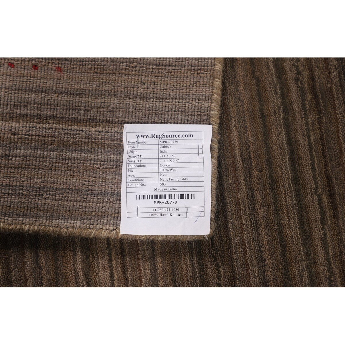 Striped Brown Gabbeh Oriental Area Rug Handmade Wool Carpet - 5'0"x 7'11"