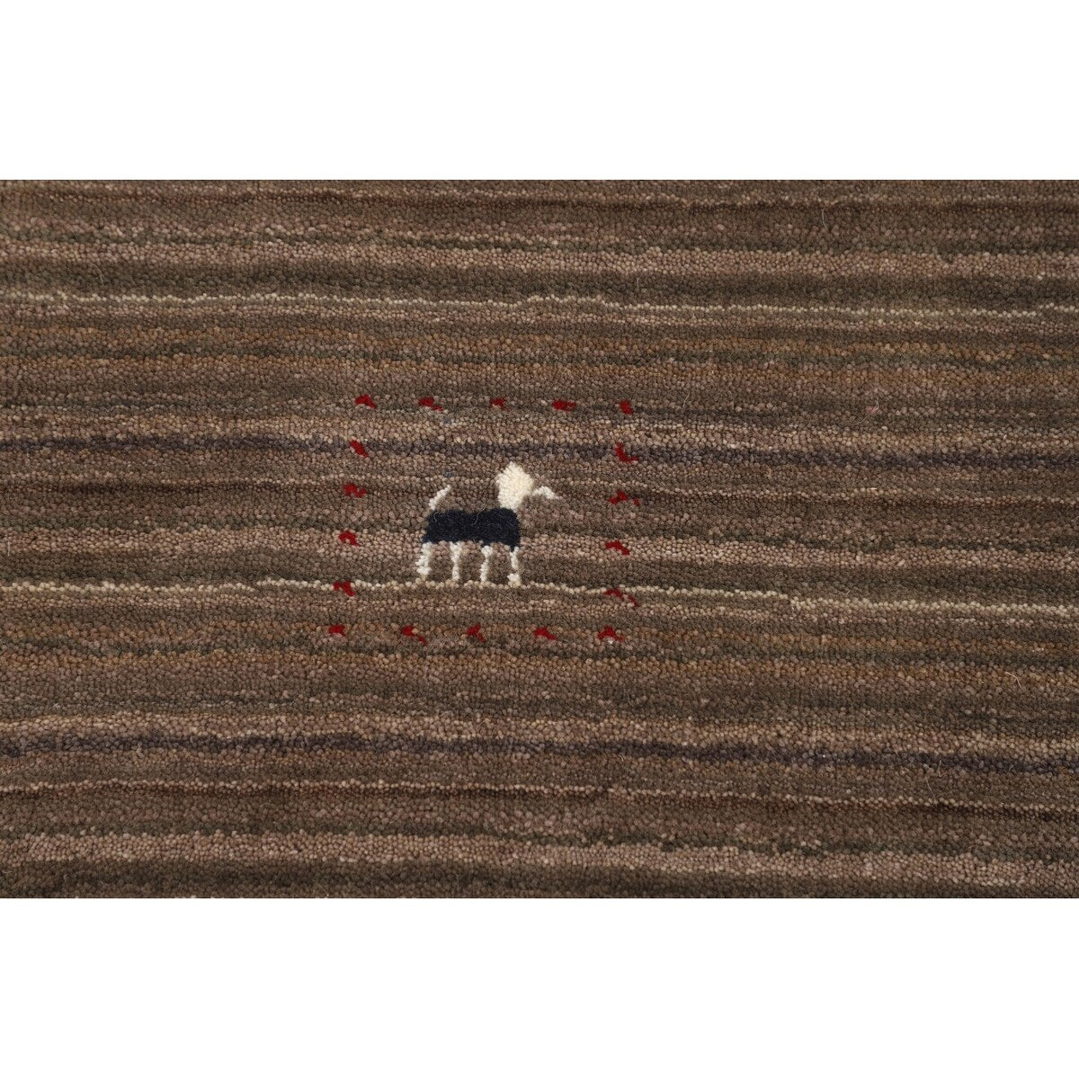 Striped Brown Gabbeh Oriental Area Rug Handmade Wool Carpet - 5'0"x 7'11"