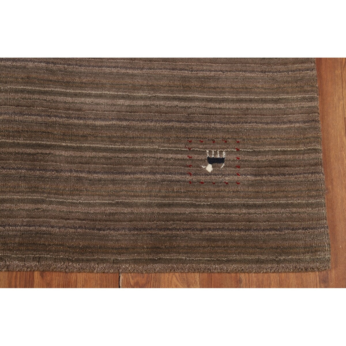 Striped Brown Gabbeh Oriental Area Rug Handmade Wool Carpet - 5'0"x 7'11"