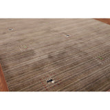 Striped Brown Gabbeh Oriental Area Rug Handmade Wool Carpet - 5'0"x 7'11"