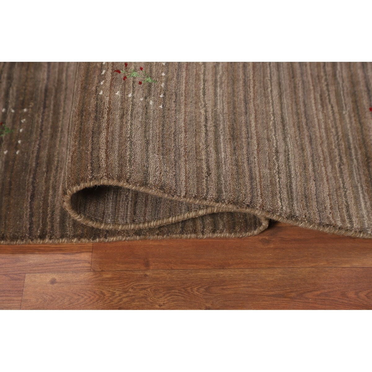 Striped Brown Gabbeh Oriental Area Rug Handmade Wool Carpet - 5'0"x 7'11"