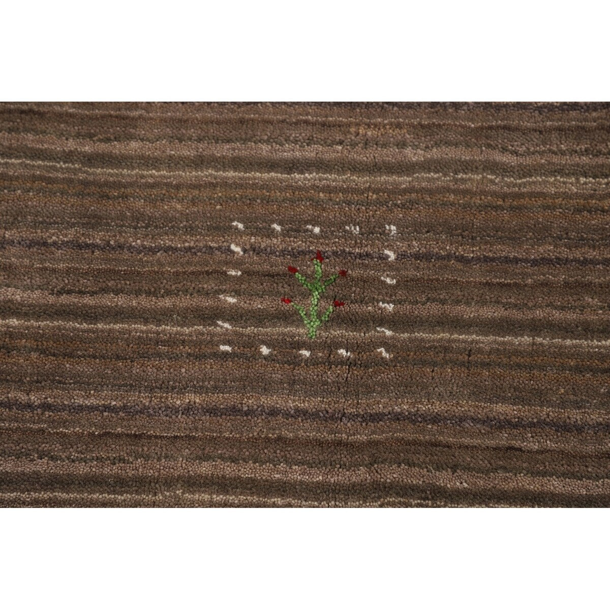 Striped Brown Gabbeh Oriental Area Rug Handmade Wool Carpet - 5'0"x 7'11"