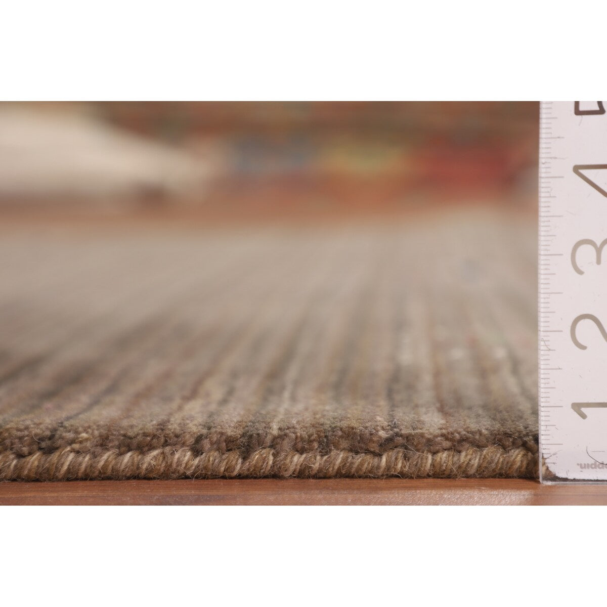 Striped Brown Gabbeh Oriental Area Rug Handmade Wool Carpet - 5'0"x 7'11"