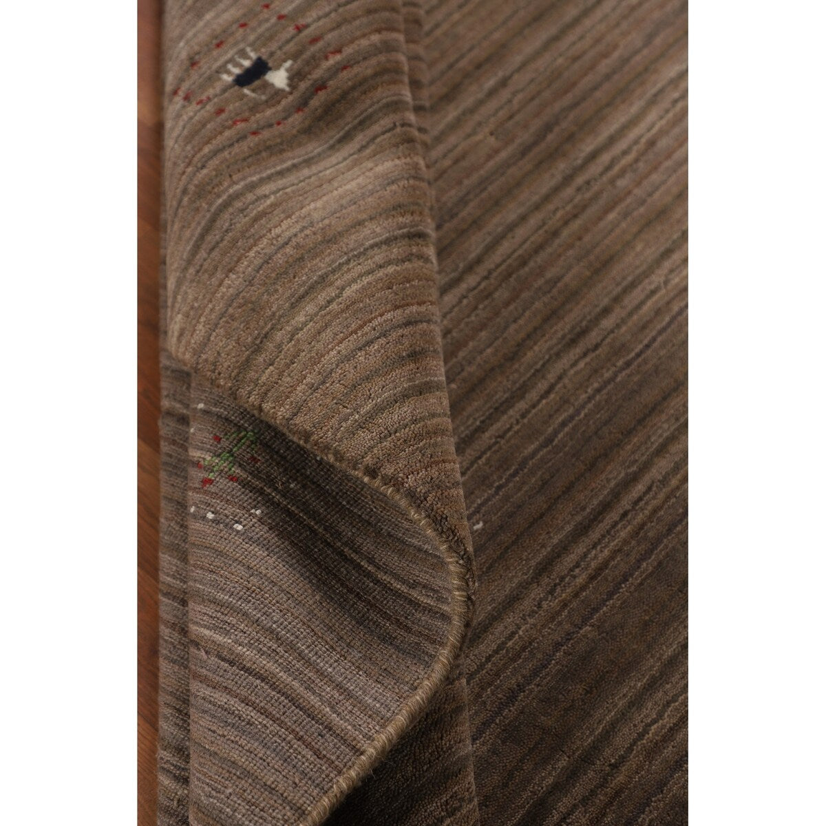 Striped Brown Gabbeh Oriental Area Rug Handmade Wool Carpet - 5'0"x 7'11"