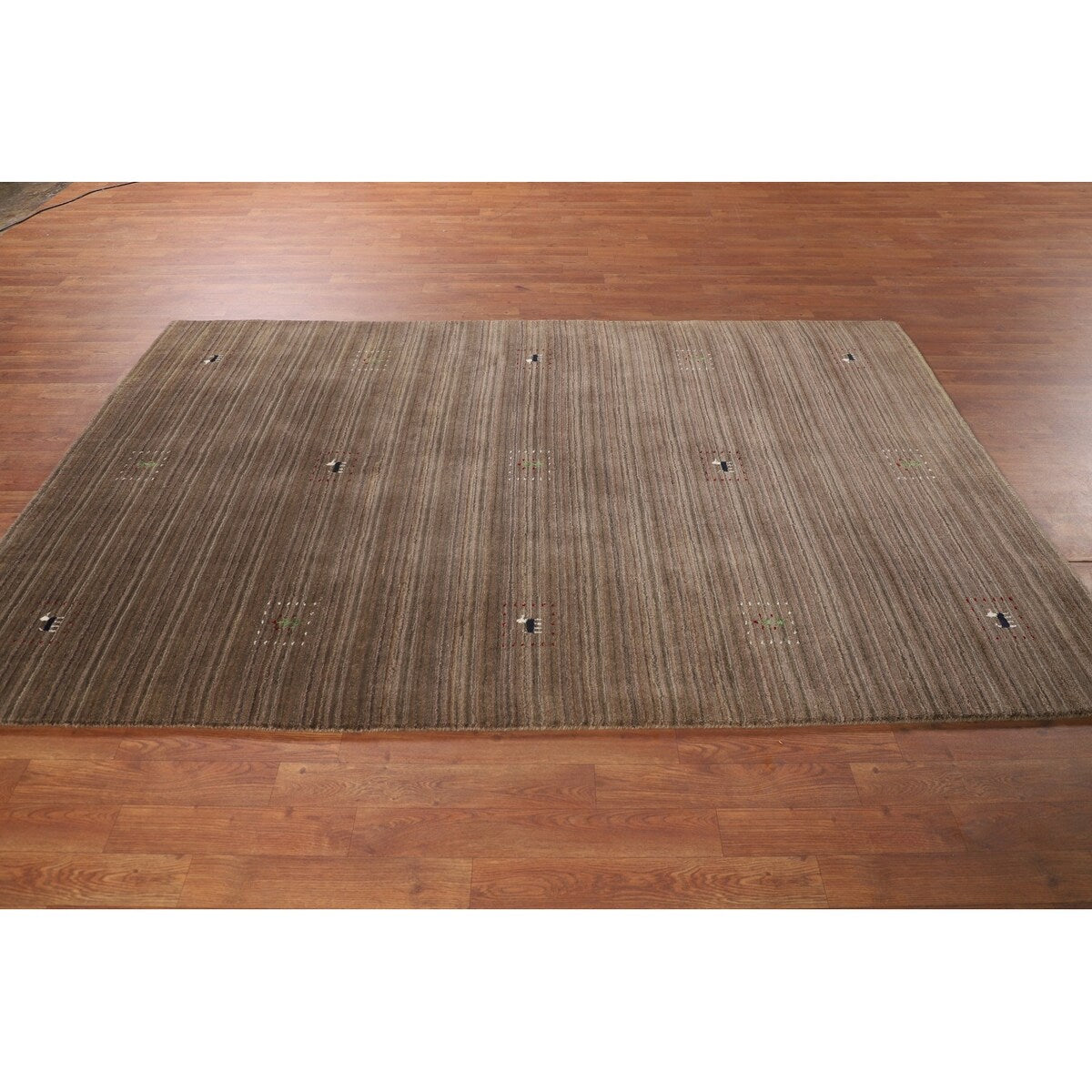 Striped Brown Gabbeh Oriental Area Rug Handmade Wool Carpet - 5'0"x 7'11"
