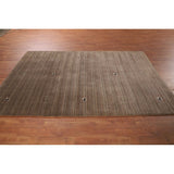 Striped Brown Gabbeh Oriental Area Rug Handmade Wool Carpet - 5'0"x 7'11"