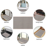 Striped Doormat Washable Front Porch Rug Layered Door Mats for Entryway/Bathroom/Home Entrance - Black and White