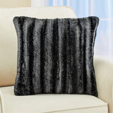 Striped Fake Mink Fur Polyester Accent Pillow