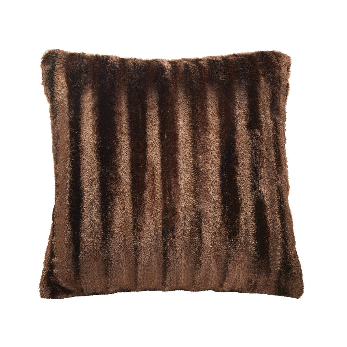 Striped Fake Mink Fur Polyester Accent Pillow