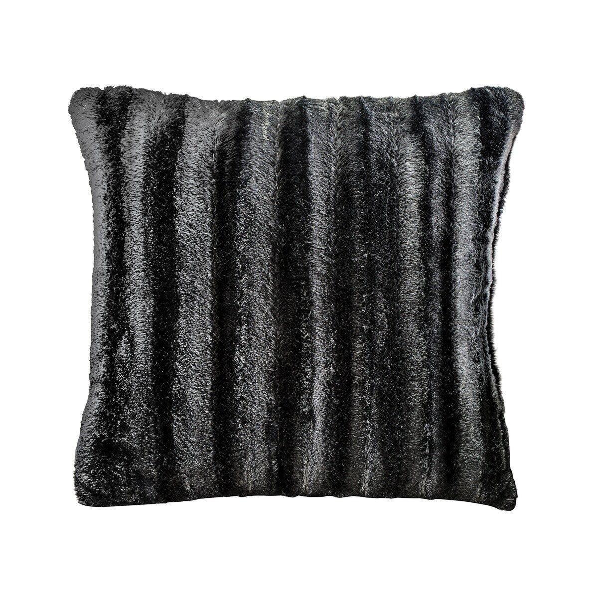 Striped Fake Mink Fur Polyester Accent Pillow