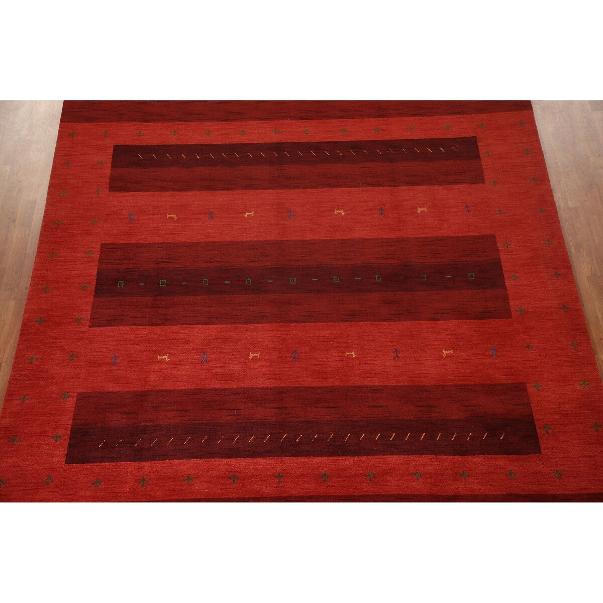 Striped Gabbeh Oriental Area Rug Hand-knotted Living Room Wool Carpet - 8'10" x 12'0"