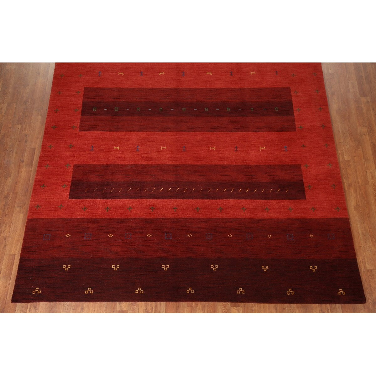 Striped Gabbeh Oriental Area Rug Hand-knotted Living Room Wool Carpet - 8'10" x 12'0"