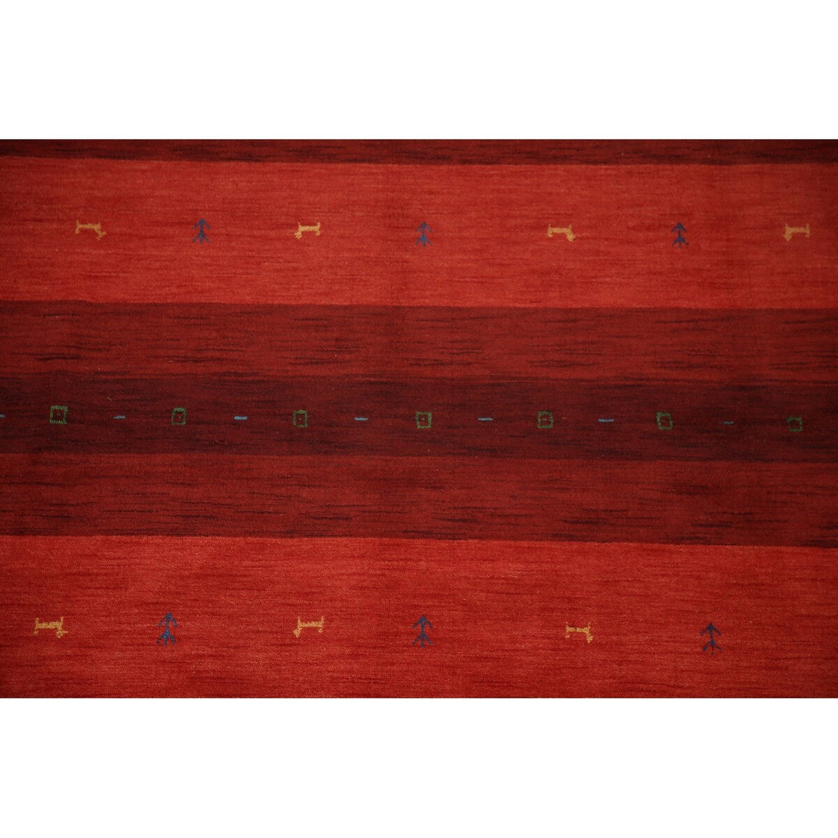 Striped Gabbeh Oriental Area Rug Hand-knotted Living Room Wool Carpet - 8'10" x 12'0"