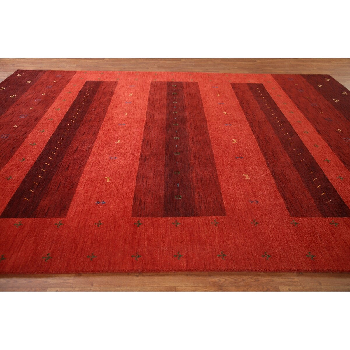 Striped Gabbeh Oriental Area Rug Hand-knotted Living Room Wool Carpet - 8'10" x 12'0"