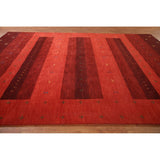 Striped Gabbeh Oriental Area Rug Hand-knotted Living Room Wool Carpet - 8'10" x 12'0"