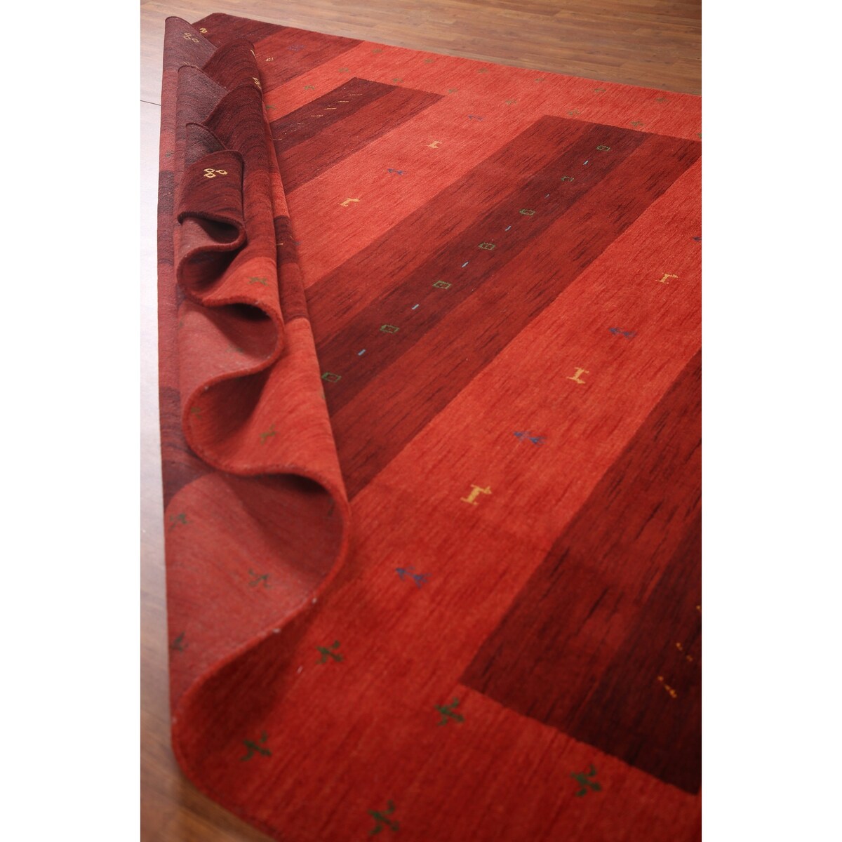 Striped Gabbeh Oriental Area Rug Hand-knotted Living Room Wool Carpet - 8'10" x 12'0"