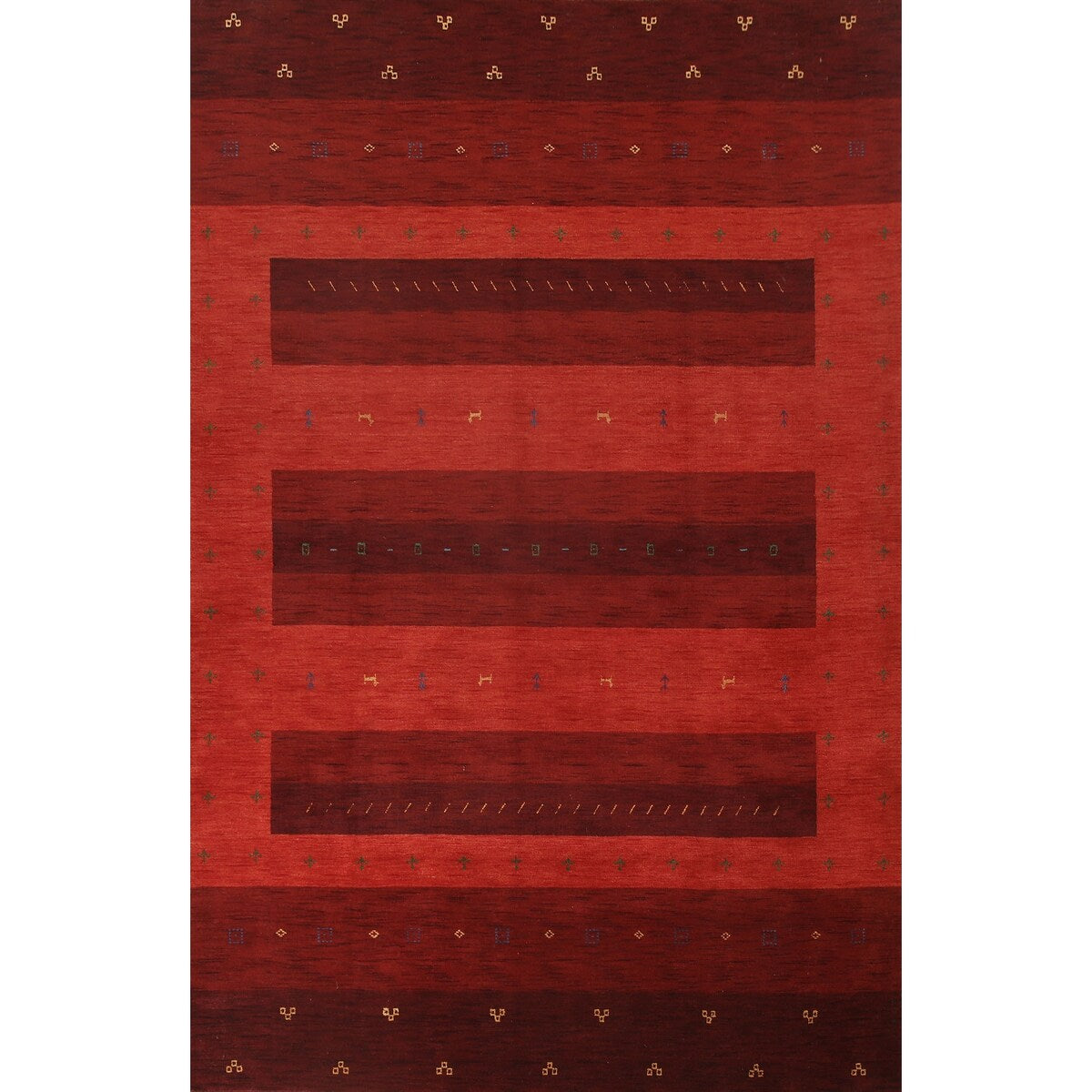 Striped Gabbeh Oriental Area Rug Hand-knotted Living Room Wool Carpet - 8'10" x 12'0"