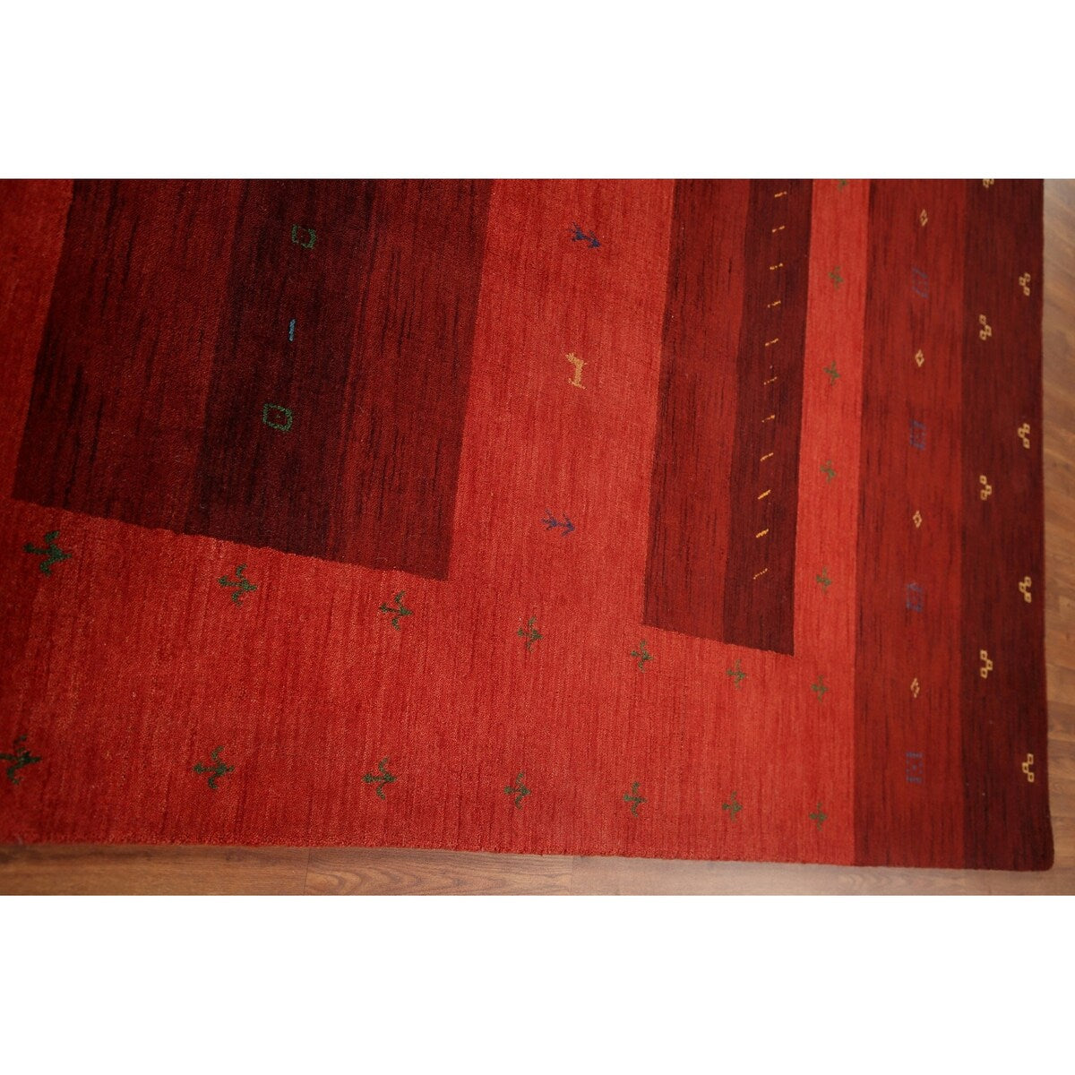 Striped Gabbeh Oriental Area Rug Hand-knotted Living Room Wool Carpet - 8'10" x 12'0"