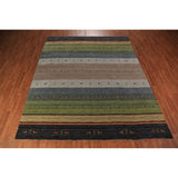 Striped Gabbeh Oriental Area Rug Handmade Wool Carpet - 8'2" x 9'9"