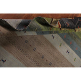 Striped Gabbeh Oriental Area Rug Handmade Wool Carpet - 8'2" x 9'9"
