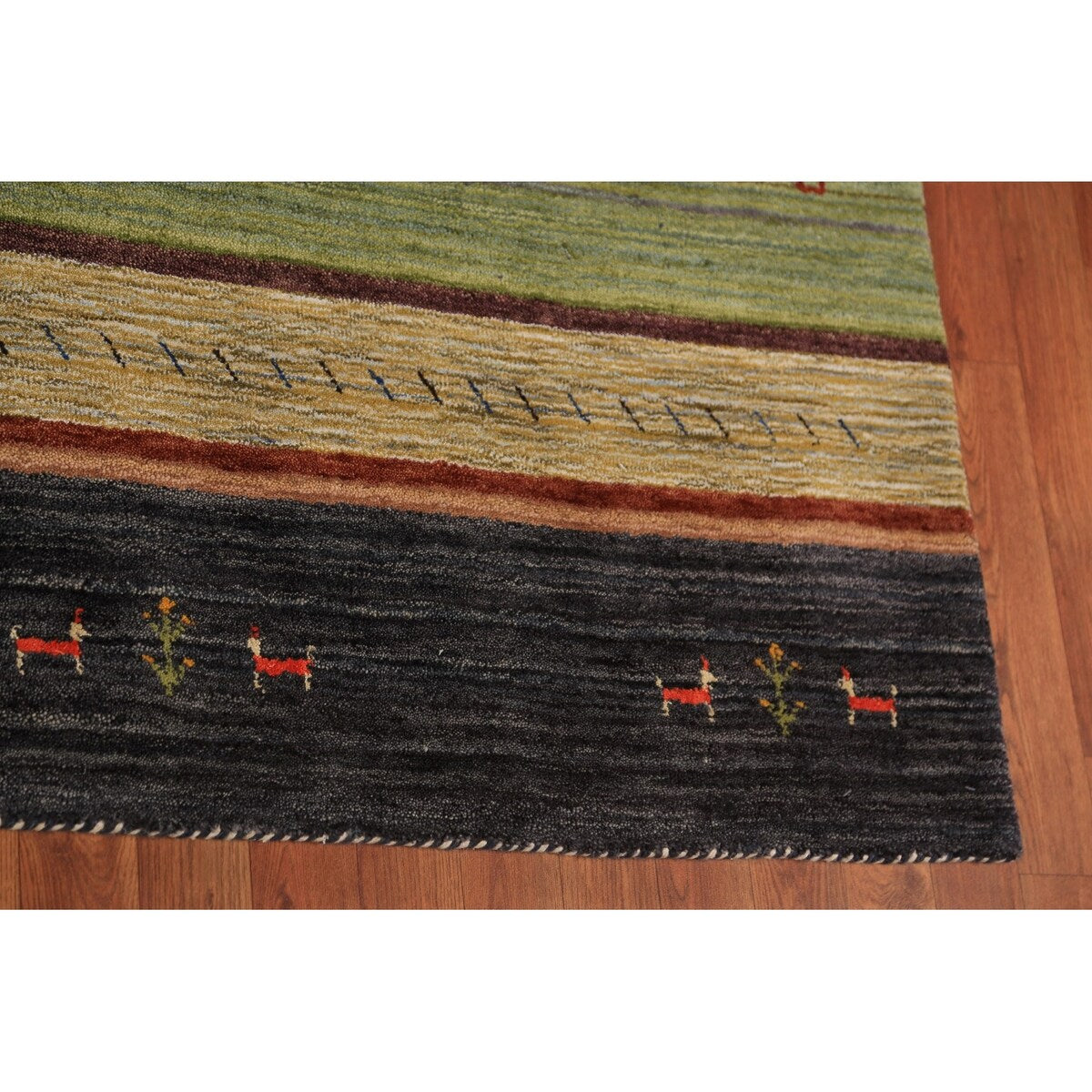 Striped Gabbeh Oriental Area Rug Handmade Wool Carpet - 8'2" x 9'9"