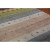 Striped Gabbeh Oriental Area Rug Handmade Wool Carpet - 8'2" x 9'9"