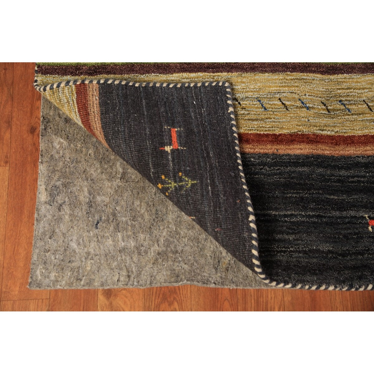 Striped Gabbeh Oriental Area Rug Handmade Wool Carpet - 8'2" x 9'9"