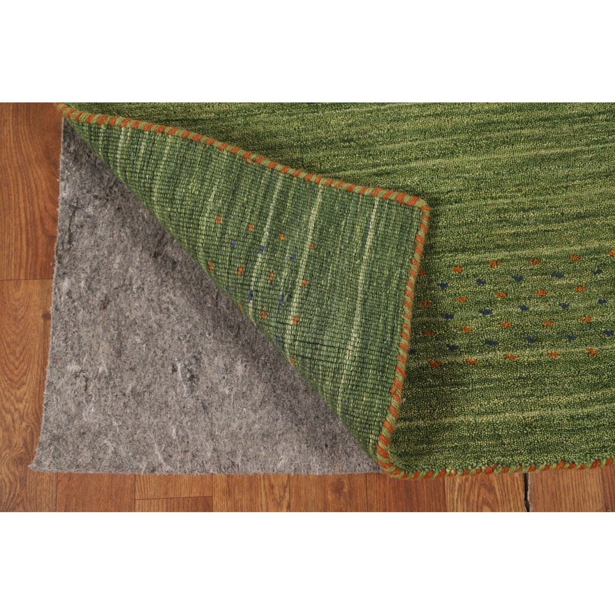Striped Green Gabbeh Oriental Accent Rug Wool Carpet - 2'9" x 5'9"