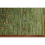 Striped Green Gabbeh Oriental Accent Rug Wool Carpet - 2'9" x 5'9"