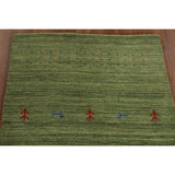 Striped Green Gabbeh Oriental Accent Rug Wool Carpet - 2'9" x 5'9"