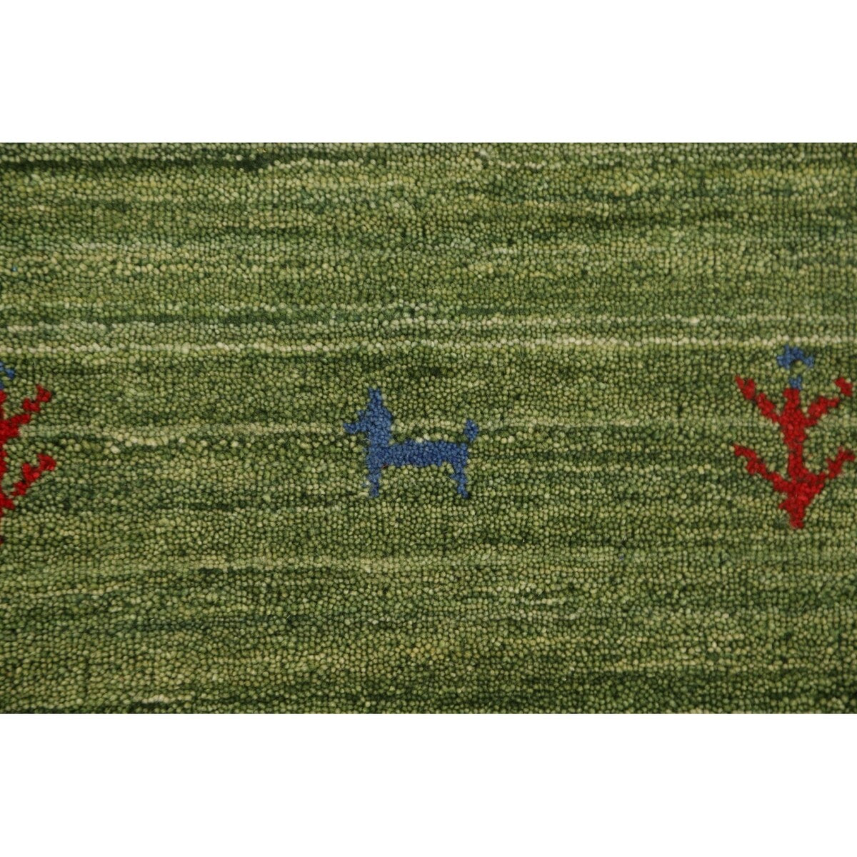 Striped Green Gabbeh Oriental Accent Rug Wool Carpet - 2'9" x 5'9"