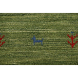 Striped Green Gabbeh Oriental Accent Rug Wool Carpet - 2'9" x 5'9"