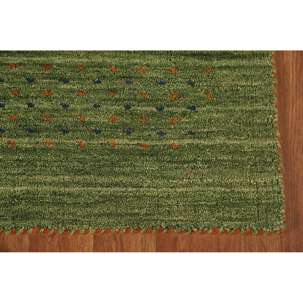 Striped Green Gabbeh Oriental Accent Rug Wool Carpet - 2'9" x 5'9"