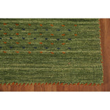 Striped Green Gabbeh Oriental Accent Rug Wool Carpet - 2'9" x 5'9"