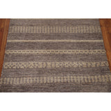 Striped Modern Gabbeh Square Area Rug Handmade Wool Carpet - 2'11" x 3'1"