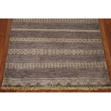 Striped Modern Gabbeh Square Area Rug Handmade Wool Carpet - 2'11" x 3'1"